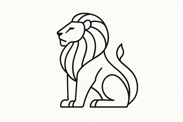 un leon dibulado minimalista con estilo 